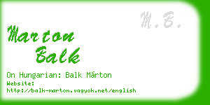 marton balk business card